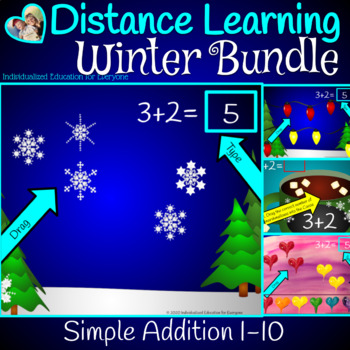 Preview of Winter Simple Addition Distance Learning Bundle 