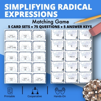 Preview of Winter: Simplifying Radical Expressions Matching Game