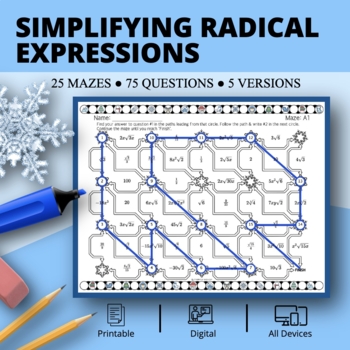 Preview of Winter: Simplifying Radical Expressions Maze Activity