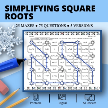 Preview of Winter: Simplifying Square Root Expressions Maze Activity