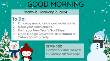 Preview of Winter Slides Template-Morning Slides, Instructions, Virtual