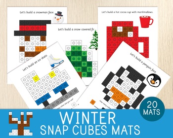 Preview of Winter Snap Cubes Mats, Connecting Cubes Task Cards, Mathlink, Fine Motor Skills