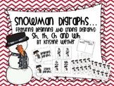 Winter Snoman  Digraphs Literacy Center Game including ch,