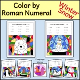 Winter Snow Day Color by Roman numerals, color by number