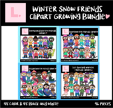 Winter Snow Friends Growing Clipart Bundle (Winter Clipart)