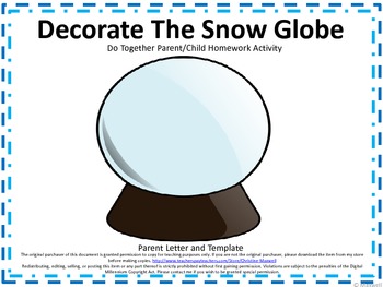 Preview of Winter Snow Globe Do Together Parent/Child Homework Activity