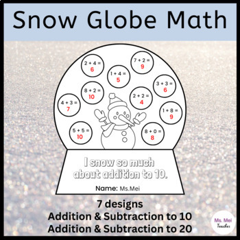 Preview of Winter Snow Globe Math Crafts - Addition and Subtraction to 10 and 20