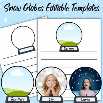 Preview of Winter Snow Globe Template Editable Ornament Gift Photo Craft Snowglobe
