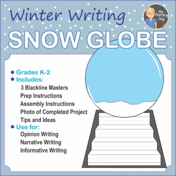 Preview of Winter Snow Globe Writing and Art Project for Kindergarten to 2nd Grade