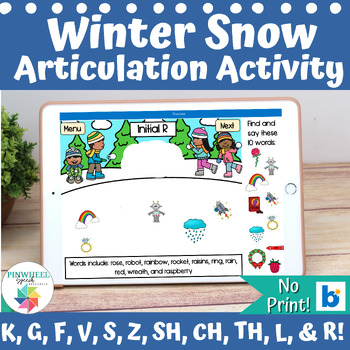 Preview of Winter Snow Articulation Activity Boom Cards™ Speech Therapy Digital Resource