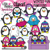 Winter Penguin Clipart - Snow Ice Skate Snowman Hot Chocol