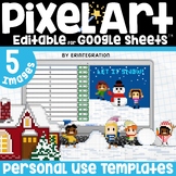 Winter Snow Pixel Art Template DIY Editable Digital Resour