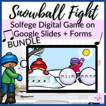 Preview of Winter Snowball Fight BUNDLE // Digital Solfege Game on Google Slides for melody