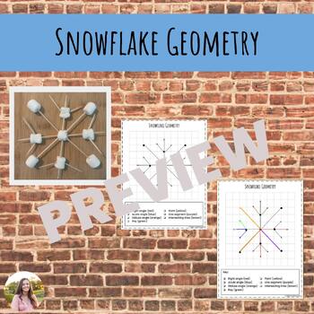 Preview of Winter Snowflake Geometry Lines and Angles Activity