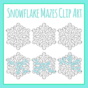 Winter Snowflake Mazes Clip Art Set for Commercial Use by Hidesy’s Clipart