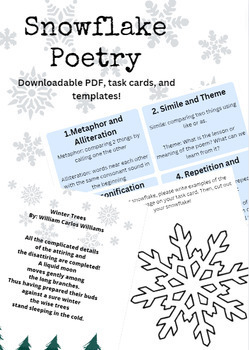 Preview of Winter Snowflake Poetry Digital Resource ELA | No Prep