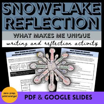 Preview of Winter Snowflake Reflection Activity SEL What Makes Me Unique Lesson and Project