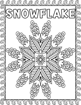 Preview of Winter Snowflake Zentangle Coloring Pages | Winter Fun Mandalas Coloring sheets