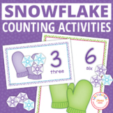 Winter Snowflake math activities | snow math counting mats 0-20