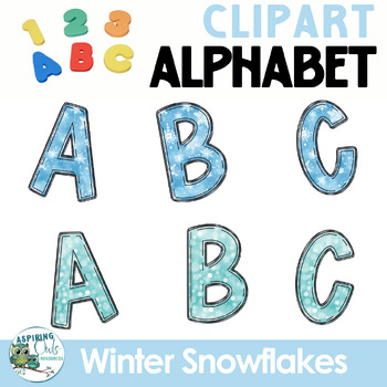 Preview of Winter Snowflakes Alphabet Letters and Numbers Clipart