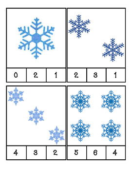Preview of Winter - Snowflakes - Math - Count and Clip Cards #1-24