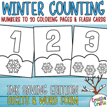 Preview of Winter Snowflakes Counting Activities Numbers to 20 Coloring Pages & Flashcards
