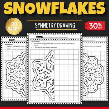 Preview of Winter Snowflake Symmetry Drawing Activity Pages - Fun Winter Activities