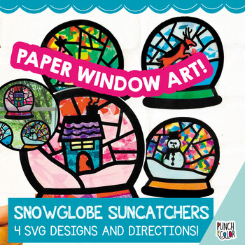 Preview of Winter Snowglobe Tissue Paper Craft for Preschool | Easy Snow Art Activity SVG