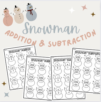 Preview of Winter Snowman Addition and Subtraction