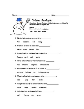 Preview of Winter Snowman Analogies for 2013!