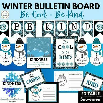 Preview of Winter-Snowman Bulletin Board- Kindness Theme- It's Cool to be Kind