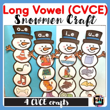 Preview of Winter Snowman CVCE activity | Long Vowel Silent E Activities