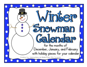 Preview of Winter Snowman Calendar- Pieces