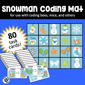 Preview of Winter Snowman Coding Mat - 2 size options for coding bees or mice