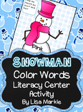 Winter Snowman Color Sight Word Literacy Center Activity f
