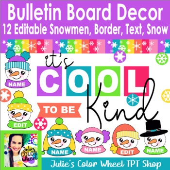 Preview of Winter Snowman Cool to be Kind Door Bulletin Decor Decorations