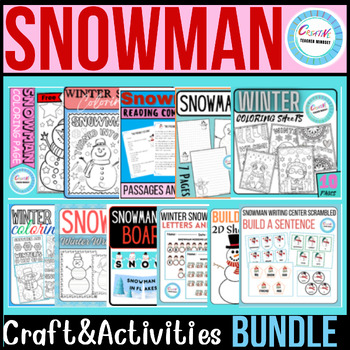 Preview of Winter Snowman Craft&Activities BUNDLE, Bulletin Boards, Craft Template, name
