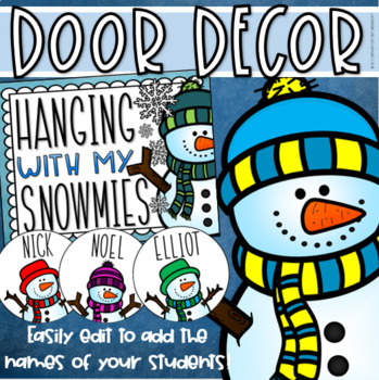 Preview of Winter Snowman Door Decorations Bulletin Board Display EDITABLE