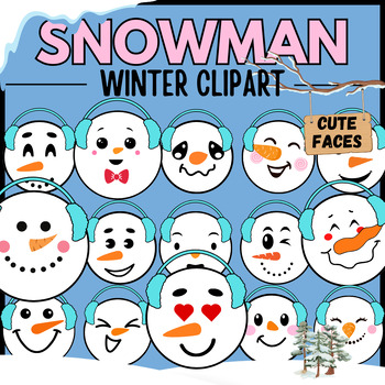 Preview of Winter Snowman Faces With Ear-Muffs | Snowman Clip-art Paper Craft