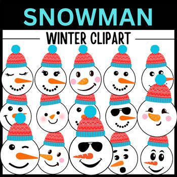Preview of Winter Snowman Faces With Hat | Snowman Clip-art Paper Craft