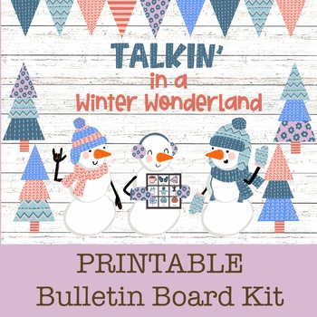 Preview of Winter Snowman January Speech Therapy Bulletin Board, Classroom and Door Decor