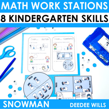 Preview of Winter Snowmen Kindergarten Math Centers Stations Games Activities