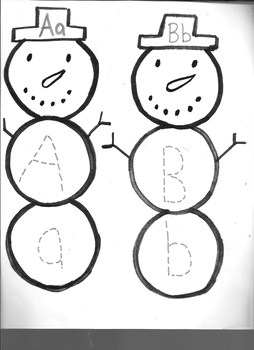 Preview of Winter Snowman Letter Aa & Bb writing Practice