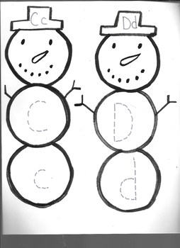 Preview of Winter Snowman Letter Cc & Dd writing practice