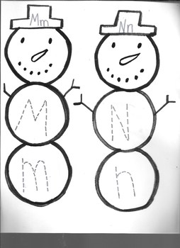 Preview of Winter Snowman Letter Mm & Nn writing practice