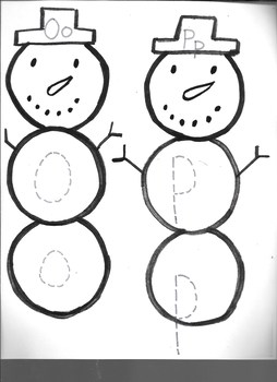 Preview of Winter Snowman Letter Oo & Pp writing practice