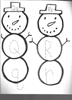 Preview of Winter Snowman Letter Qq & Rr writing practice