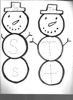 Preview of Winter Snowman Letter Ss & Tt writing practice