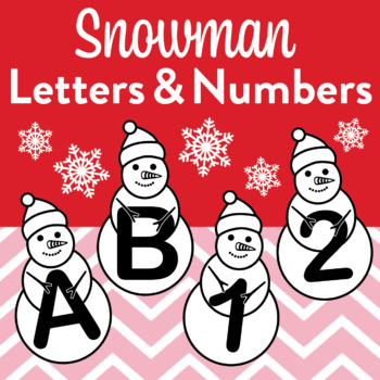 Preview of Winter Snowman Letters & Numbers, Christmas Holiday Printables, Bulletin Boards