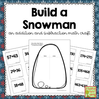 Preview of Winter Snowman Math Craft for Addition and Subtraction